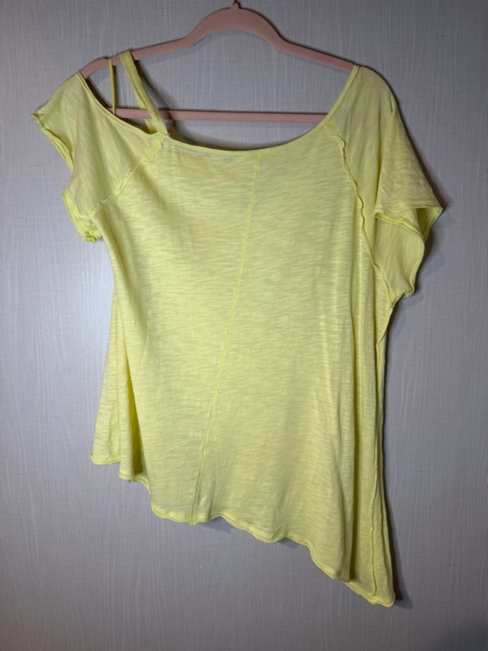 Free People‎ Distressed Yellow One-Shoulder Tank Top XS - Picture 3 of 6